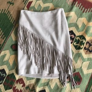 ANTONIO MELANI Suede Look Fringe Pencil Skirt